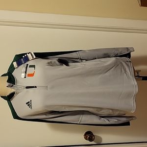 NWT: adidas Climalite University of Miami (UM) 1/4 Zip Long Sleeve Jacket/ Shirt